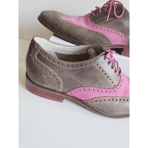 Cole Haan Colton Pink Taupe Brown Wingtip Brogue Oxford Mens Dress Shoes 11.5 - Picture 3 of 13